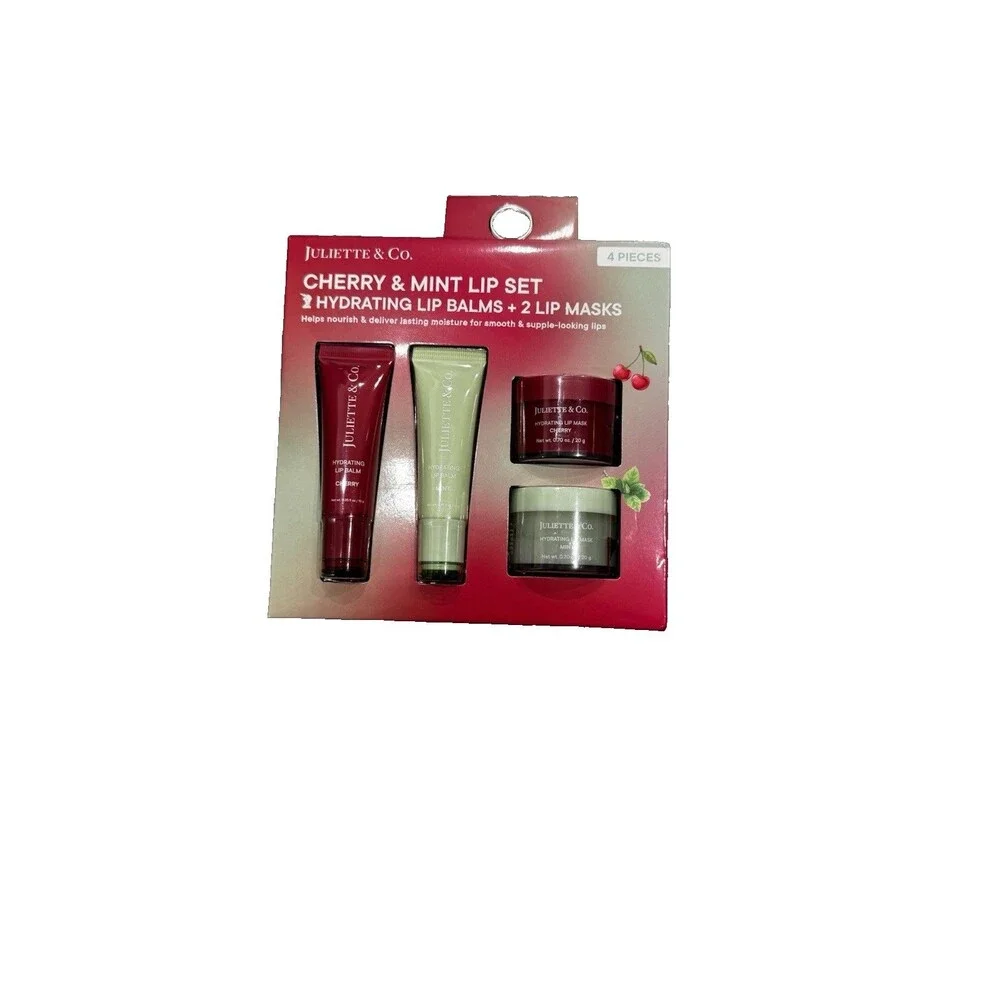 Juliette & Co Cherry & Mint Lip Set 4 Pc Set New